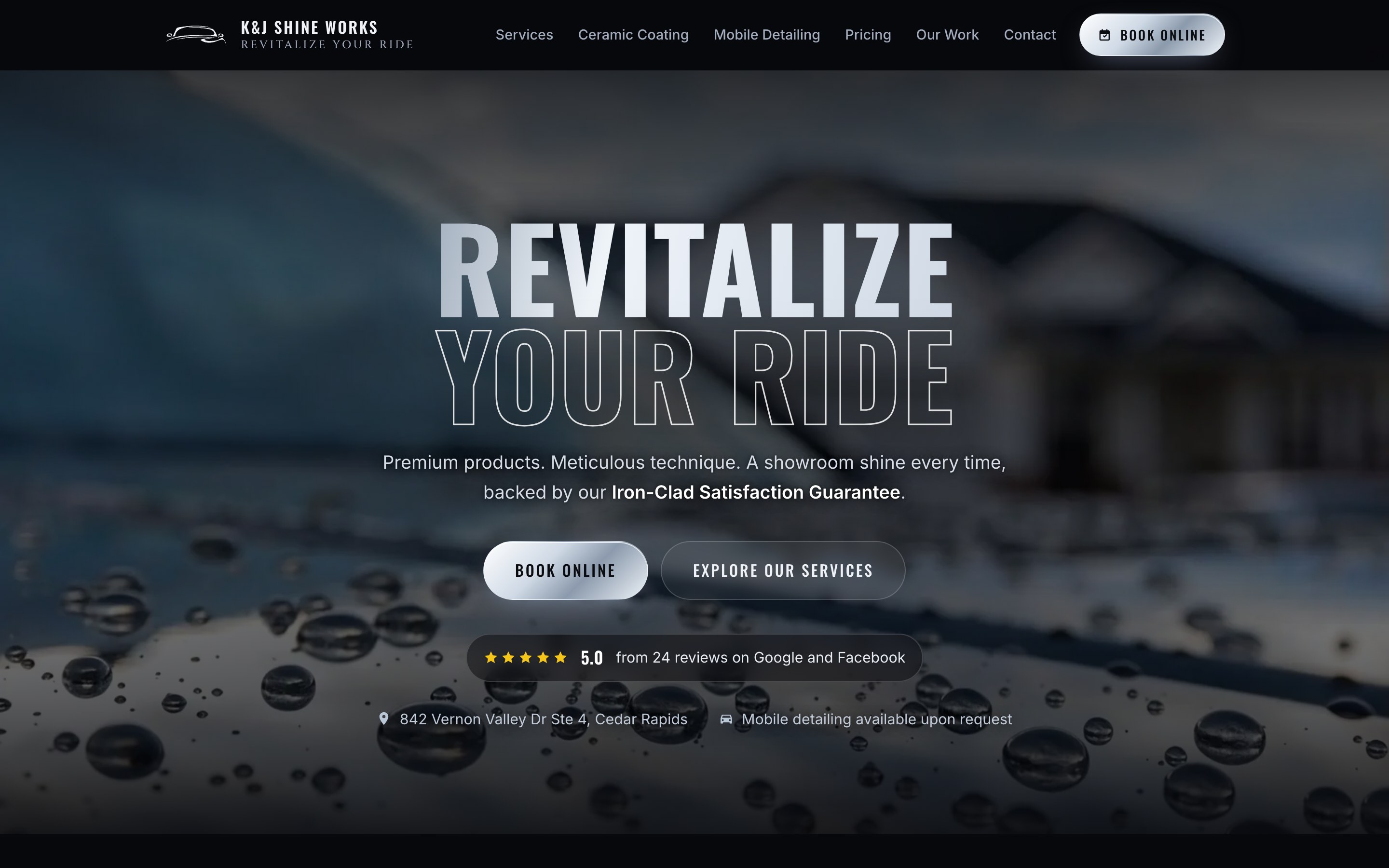 K&J Shine Works: Detailing in Cedar Rapids, booked online instead of by phone tag